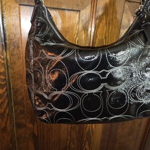 Coach Black and Silver Shoulder Bag